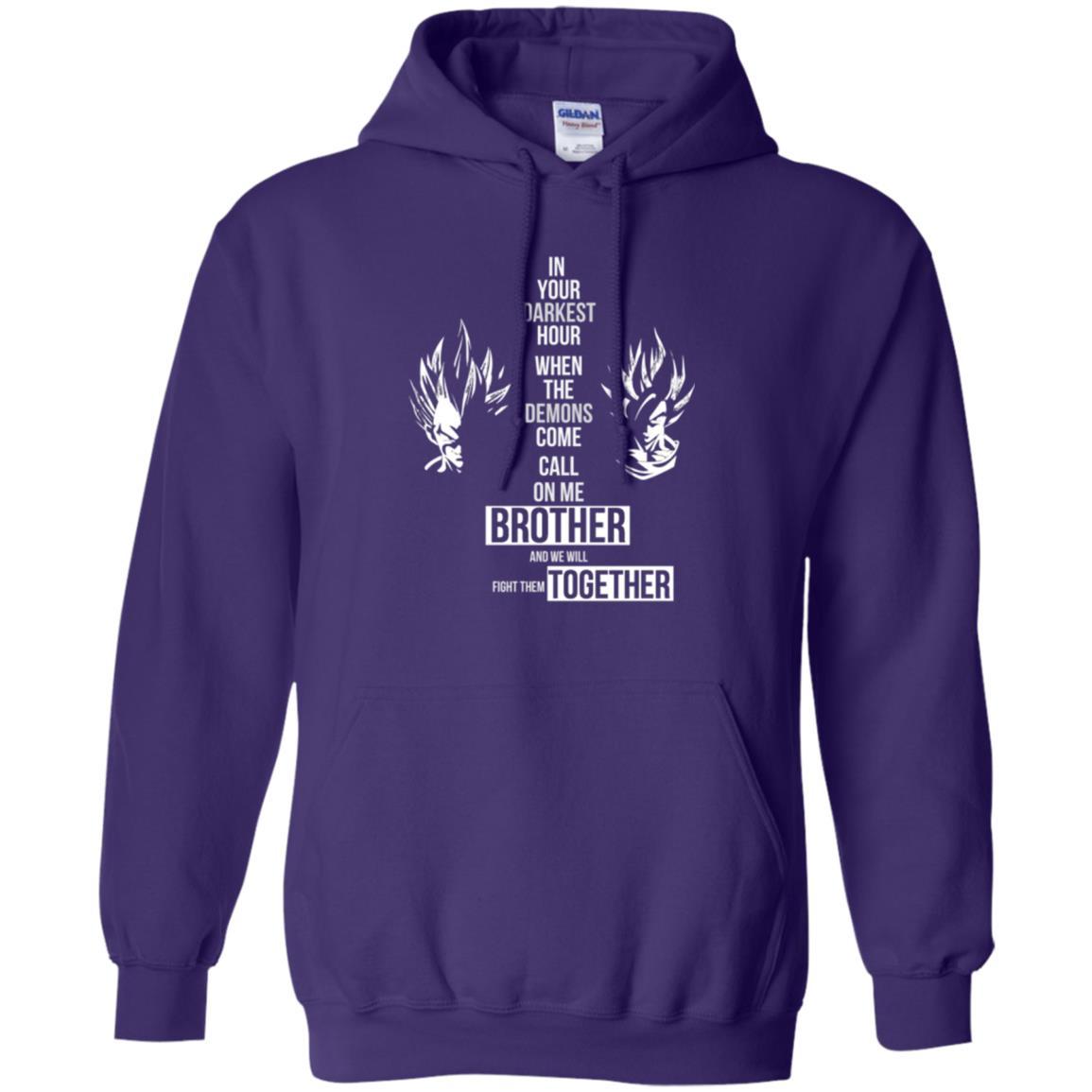 Son Goku T-shirt In Your Darkest Hour When The Demons Come Call On Me Brother Purple