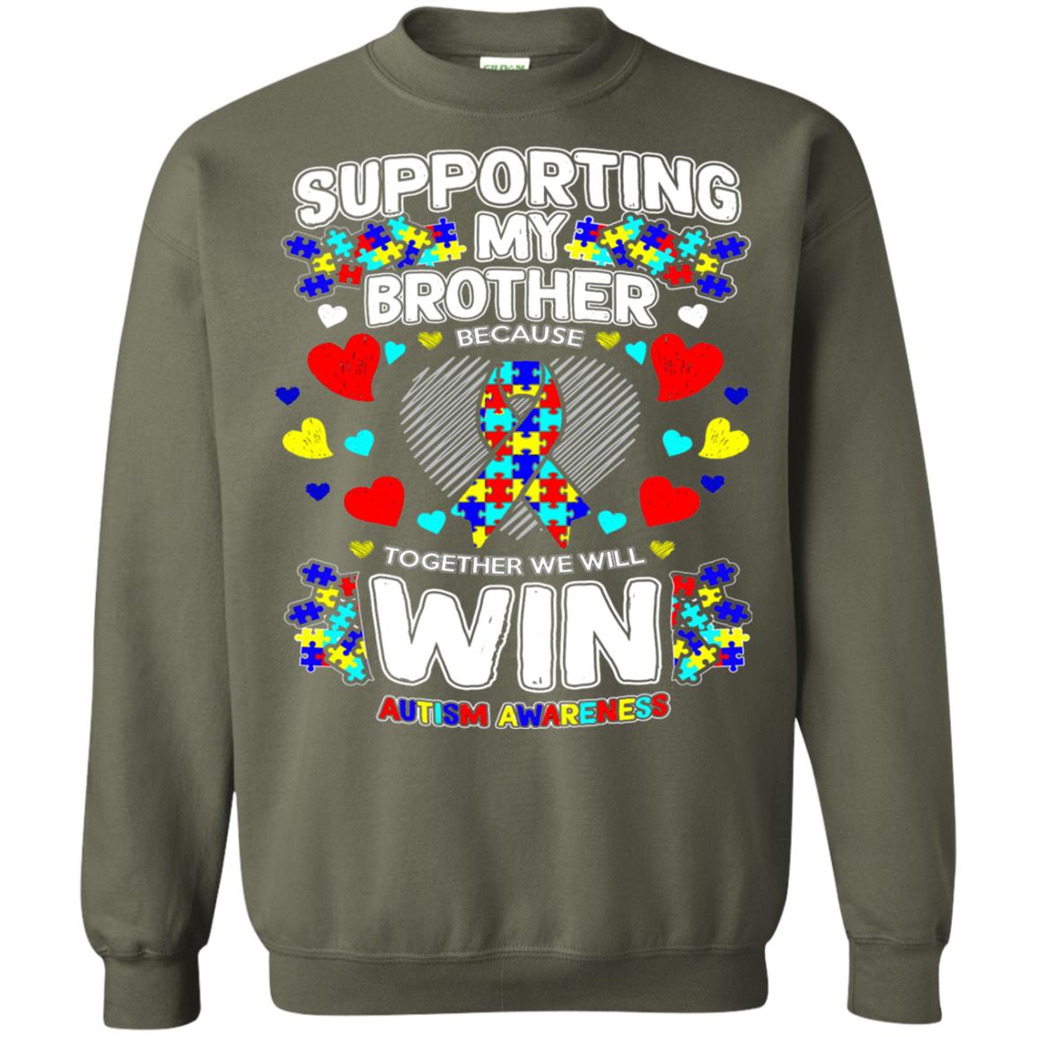 Autism Awareness Shirts For Supporting My Brother Military Green
