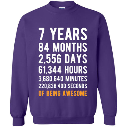 7th Birthday Shirt 7 Years Old Being Awesome Purple