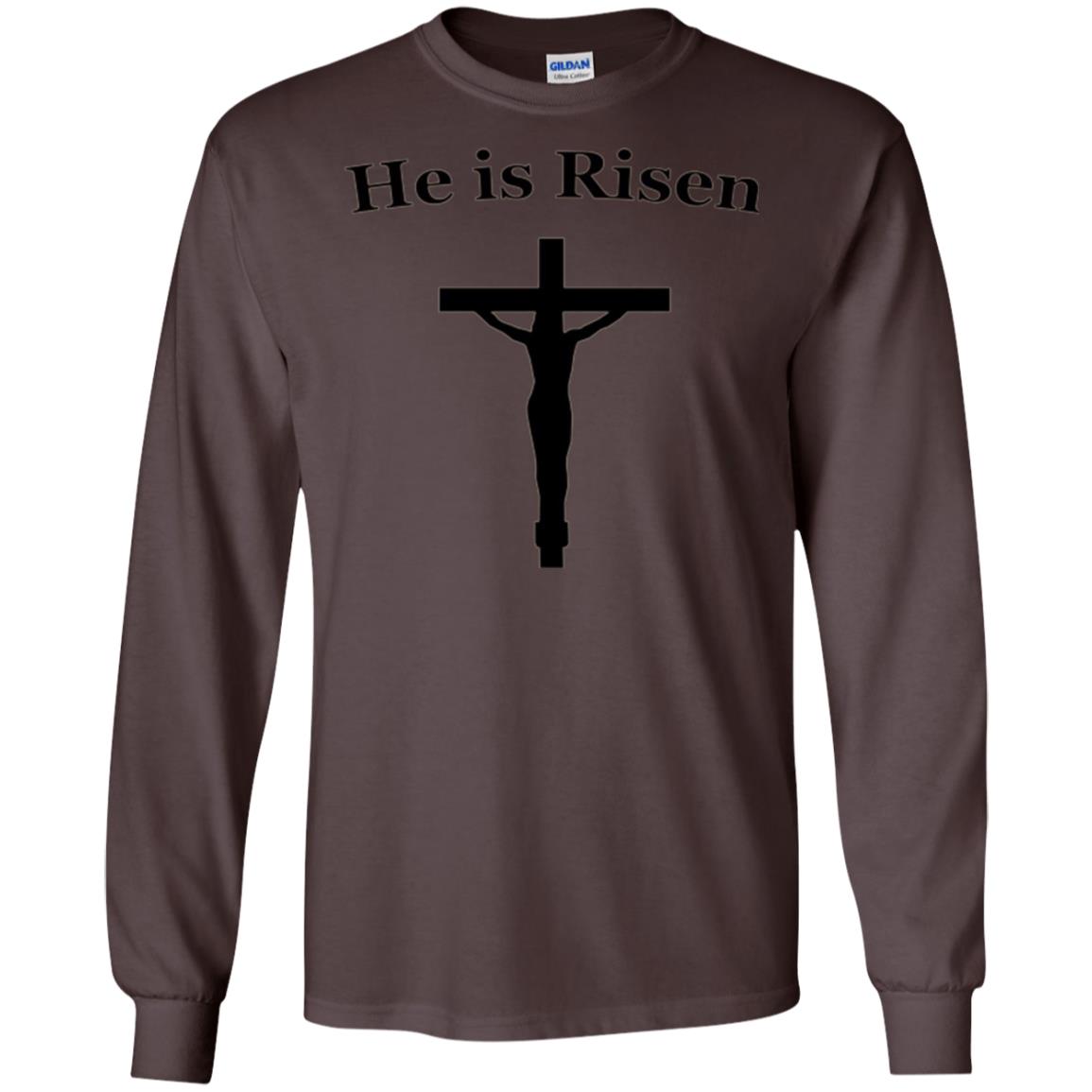 He Is Risen Easter Jesus Christ Christian T-shirt Dark Chocolate