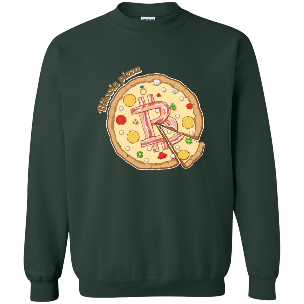 Funny Bitcoin Pizza T-shirt Crypto Currency Forest Green