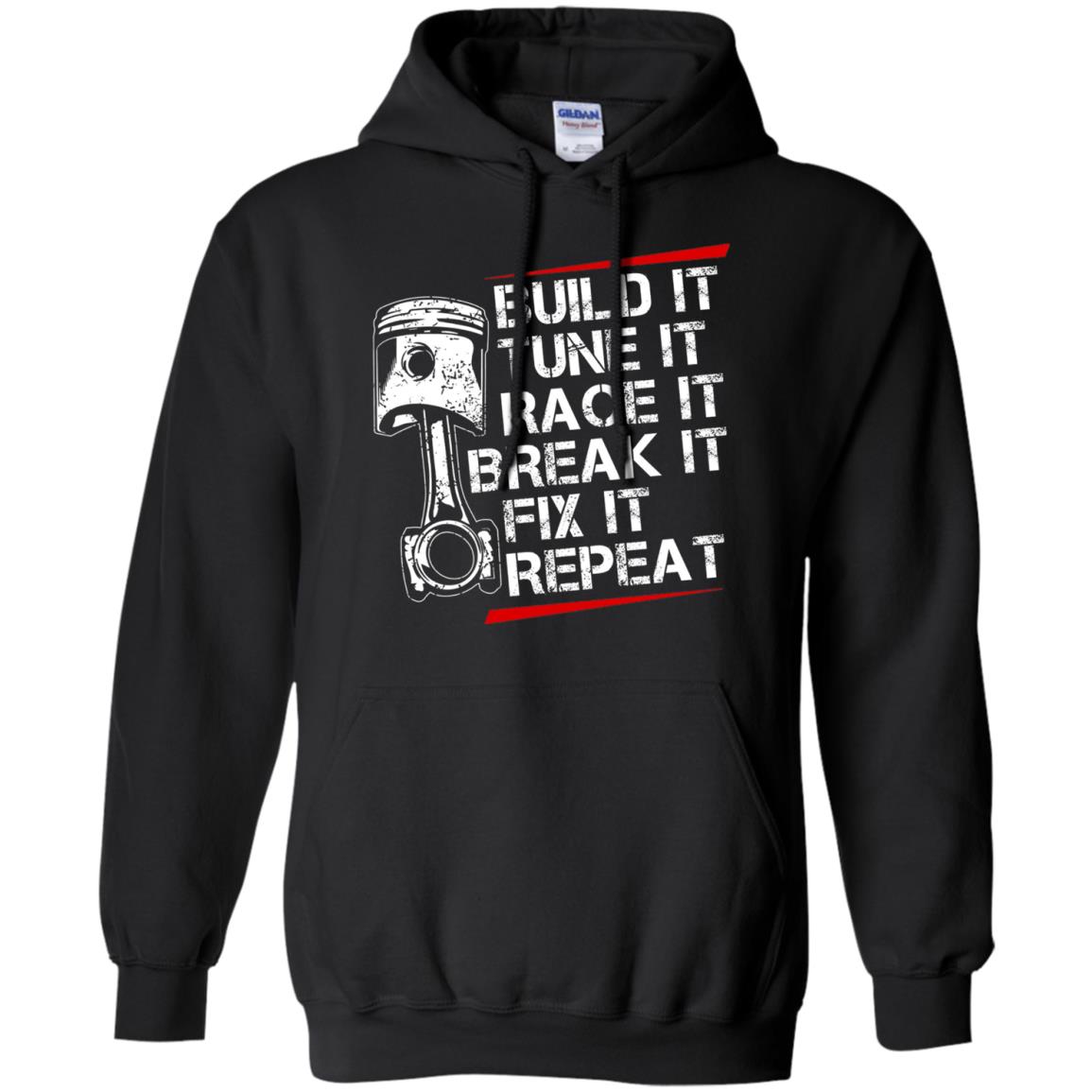 Build It Tune It Race It Break It Fix It Repeat Racecar Steps T-shirt Black