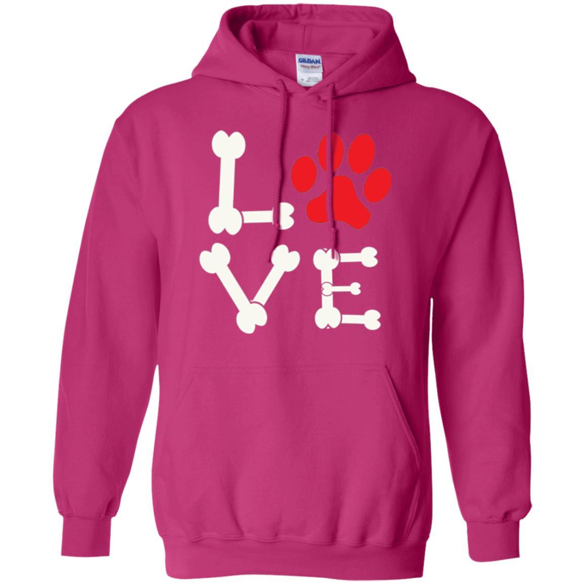 Dog Lover T-shirt Love My Dog Red Pawprint Heliconia