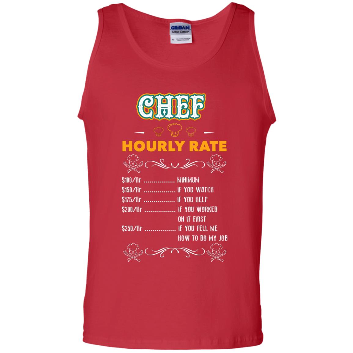 Chef Hourly Rate Cooking Cooker Gift Shirt Red