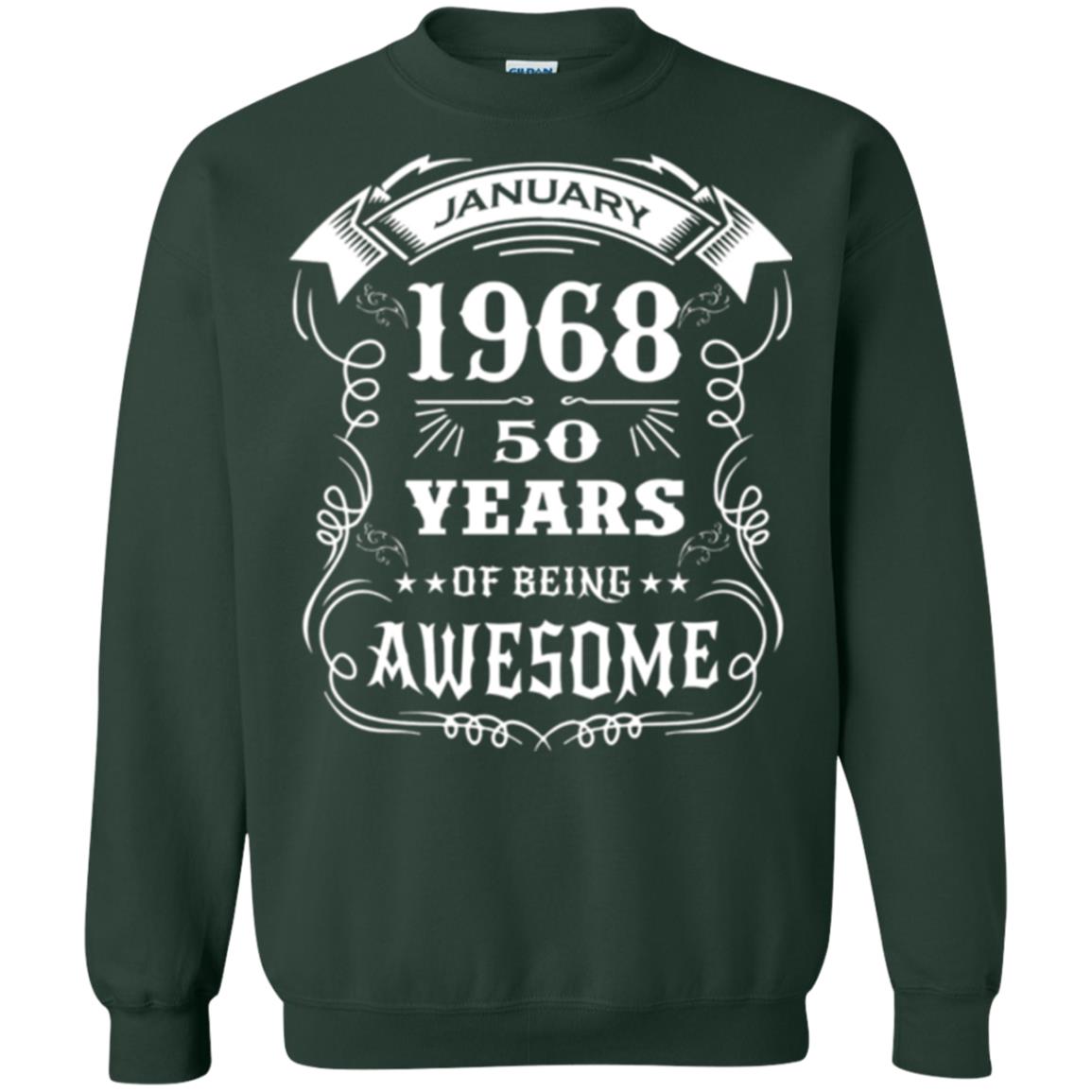 50th Birthday T-shirt Born In January 1968 Forest Green