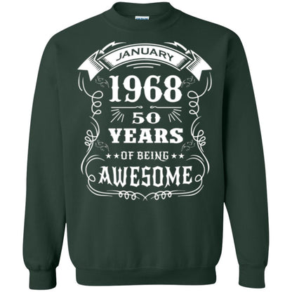 50th Birthday T-shirt Born In January 1968 Forest Green