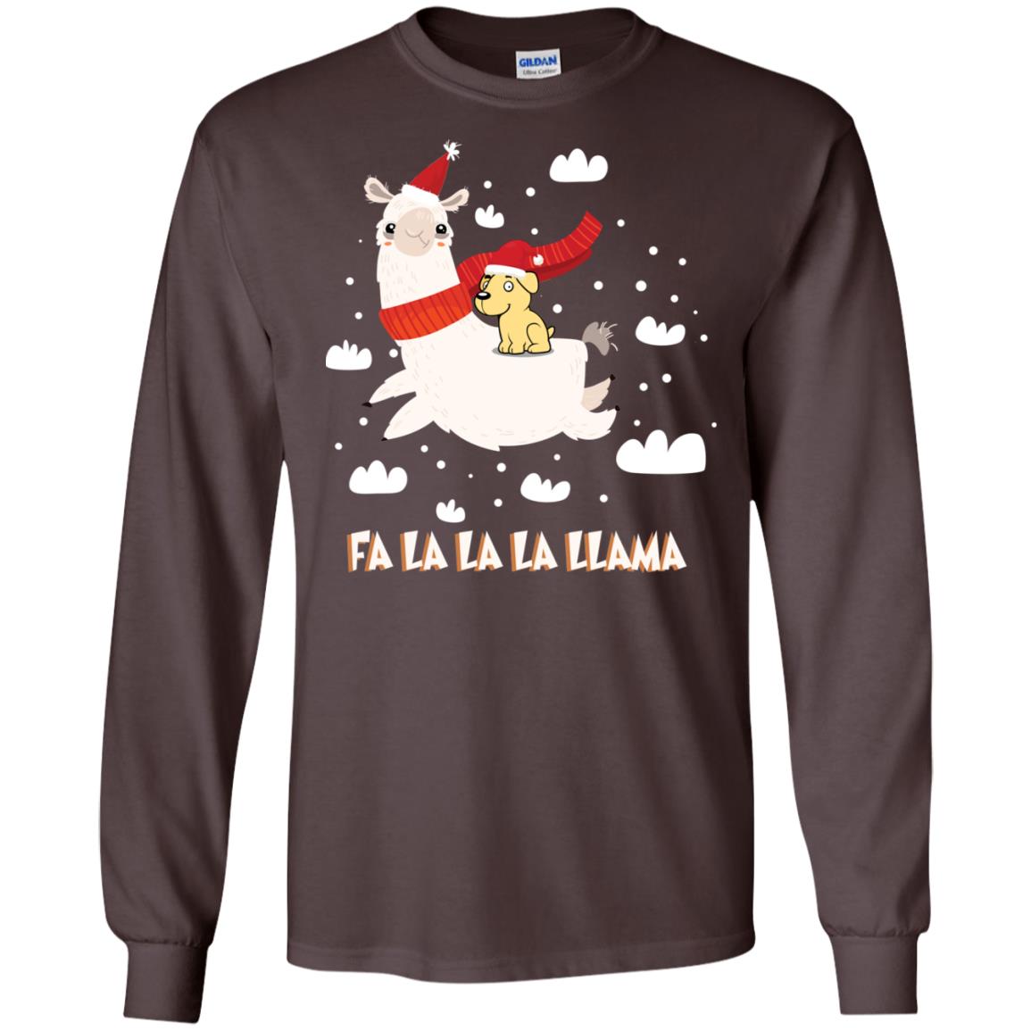 Fa La La La Llama With Labrador X-mas Gift Shirt Dark Chocolate