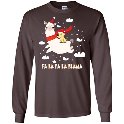 Fa La La La Llama With Labrador X-mas Gift Shirt Dark Chocolate