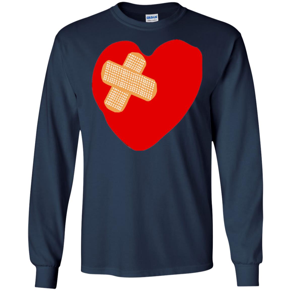 Funny Patched Up Heart Graphic T-shirt Navy