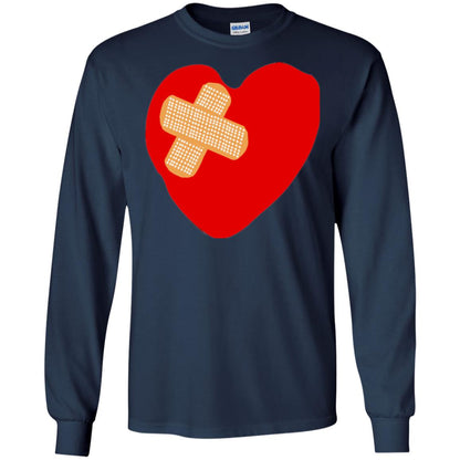 Funny Patched Up Heart Graphic T-shirt Navy