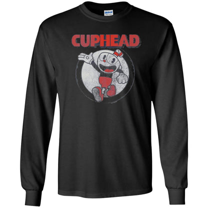 Cuphead T-shirt Cuphead Waving Circle Portrait Black
