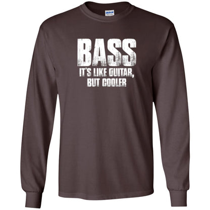 Funny Music T-shirt Bass It_s Like Guitar But Cooler Dark Chocolate
