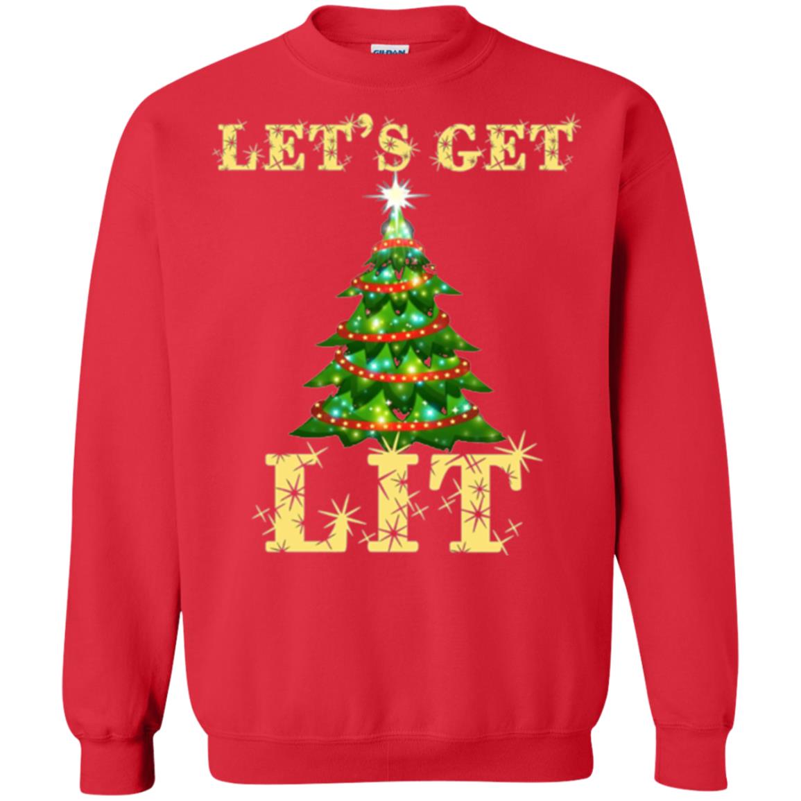 Christmas T-shirt Let_s Get Lit Red