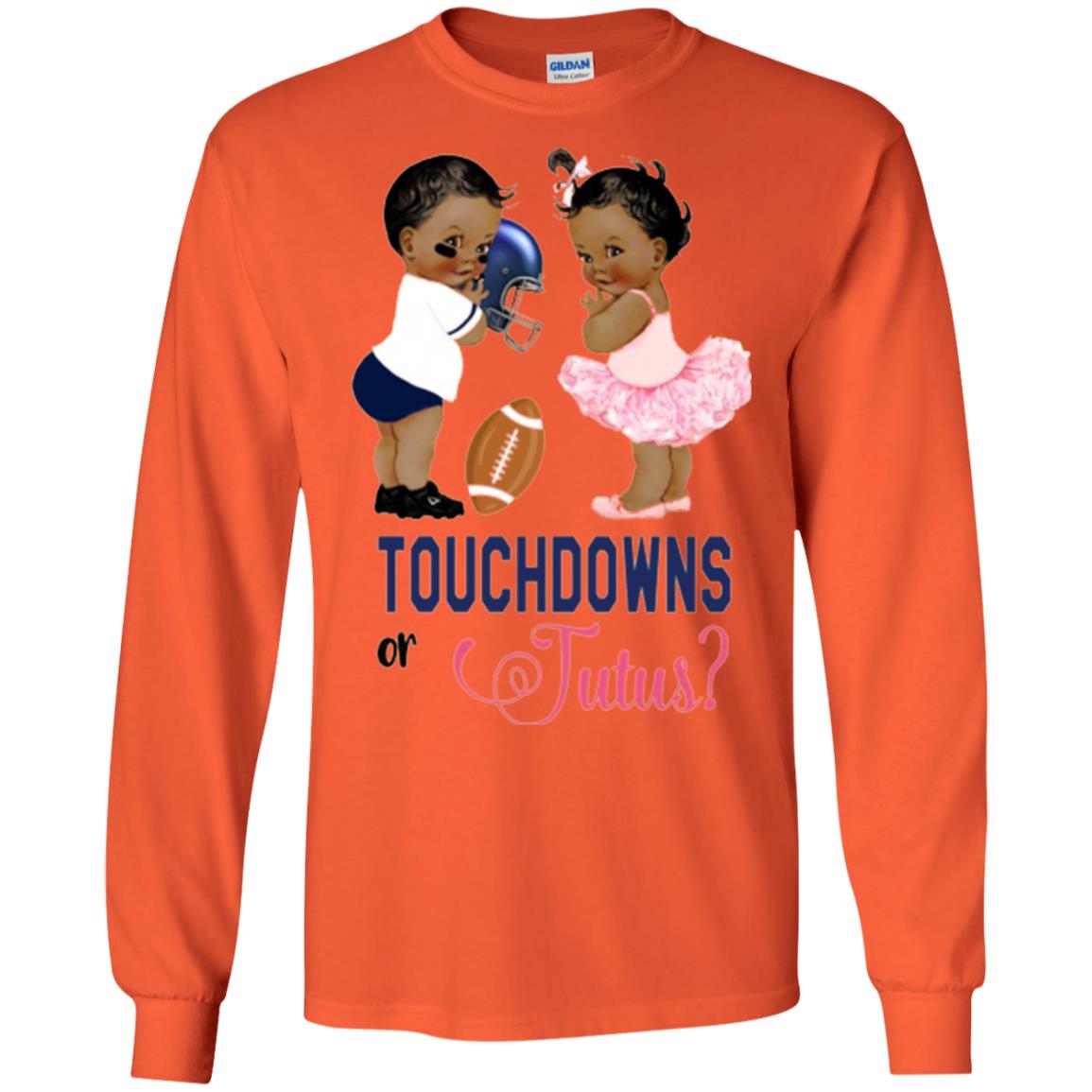 Ethnic Touchdowns Or Tutus Gender Reveal Party Football Lover T-shirt Orange
