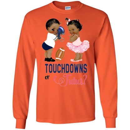 Ethnic Touchdowns Or Tutus Gender Reveal Party Football Lover T-shirt Orange