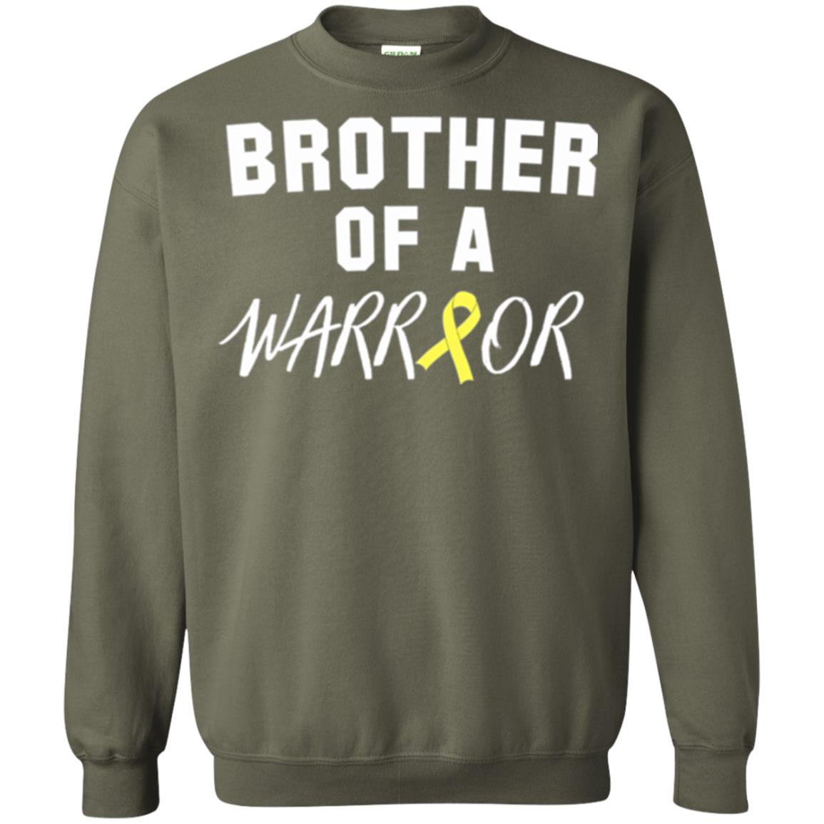 Brother Of A Warrior Childhood Cancer Awareness T-shirt Military Green