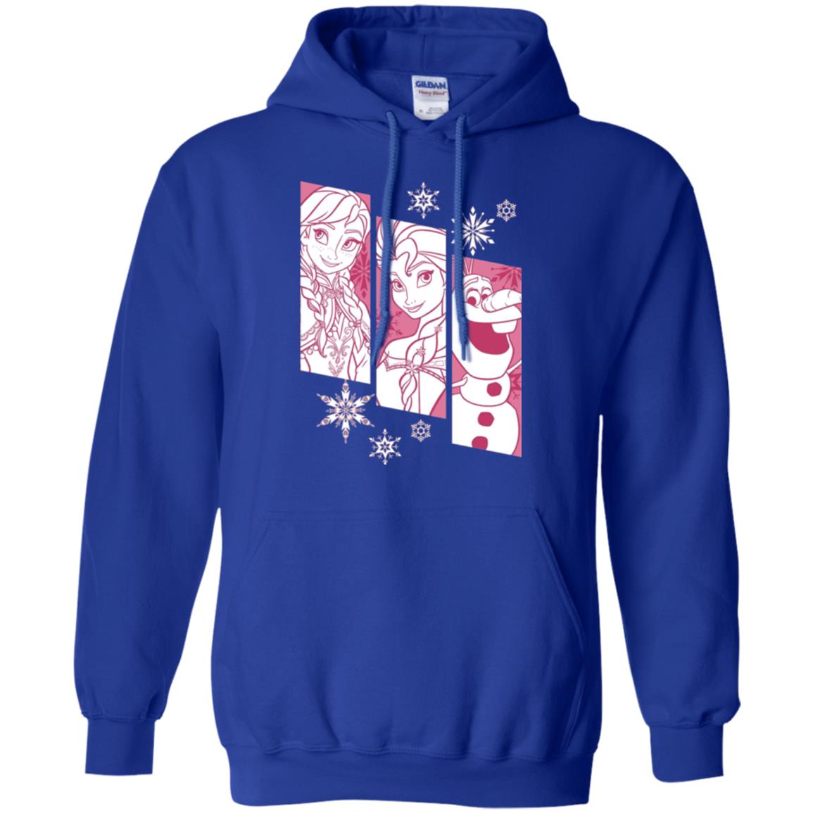 Frozen Anna Elsa Olaf Snowflake Panel Graphic T-shirt Royal