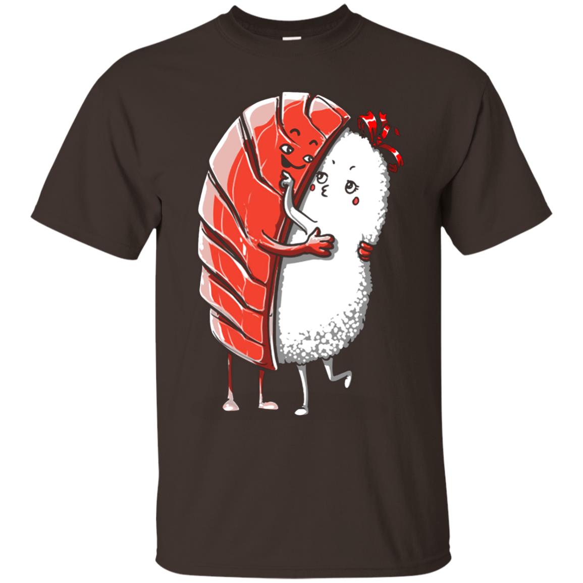 Sushi Lover T-shirt Salmon Sashimi Sushi Hug Love Dark Chocolate