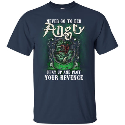 Never Go To Bed Angry Stay Up And Plot Your Revenge Slytherin House Harry Potter Shirt Navy