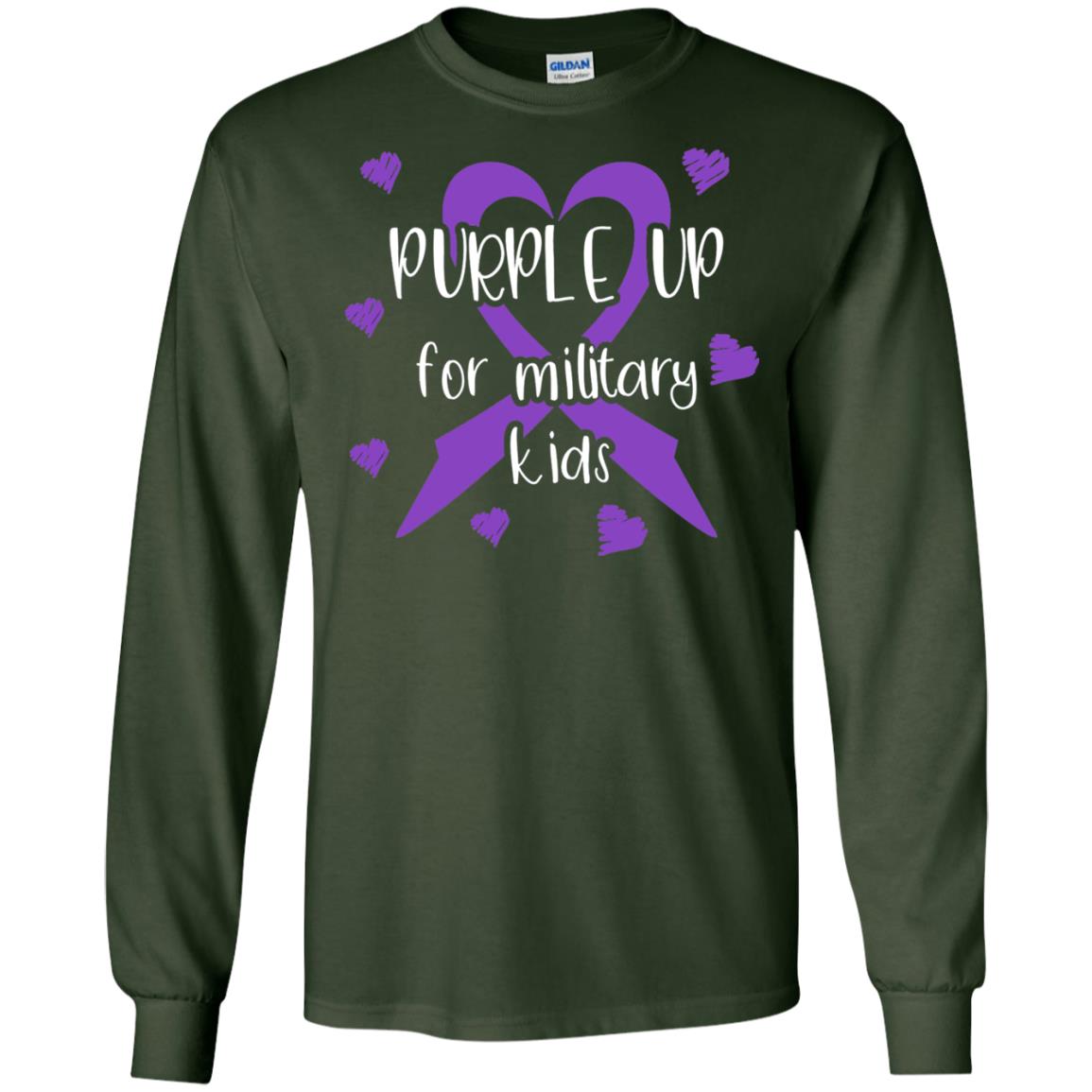 Purple Up For Military Kids Shirt Forest Green