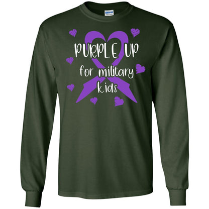 Purple Up For Military Kids Shirt Forest Green