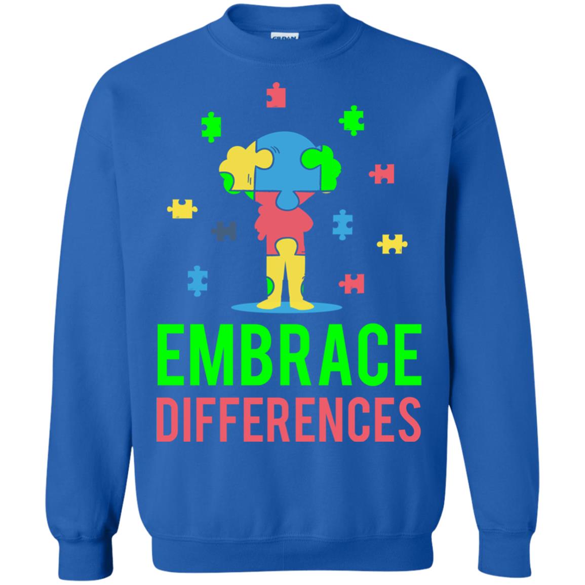 Autism Awareness T-shirt Embrace Differences Royal