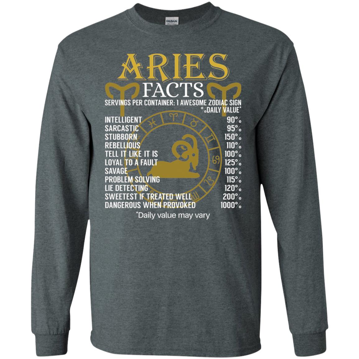 Aries Facts Zodiac Sign T-shirt Dark Heather
