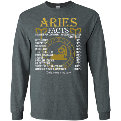Aries Facts Zodiac Sign T-shirt Dark Heather