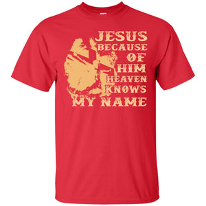 Jesus Because Of Him Heaven Knows My Name Christian ShirtG200 Gildan Ultra Cotton T-Shirt