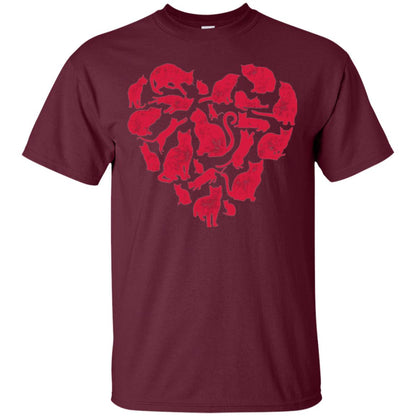 Valentines Day Cat T-shirt Maroon