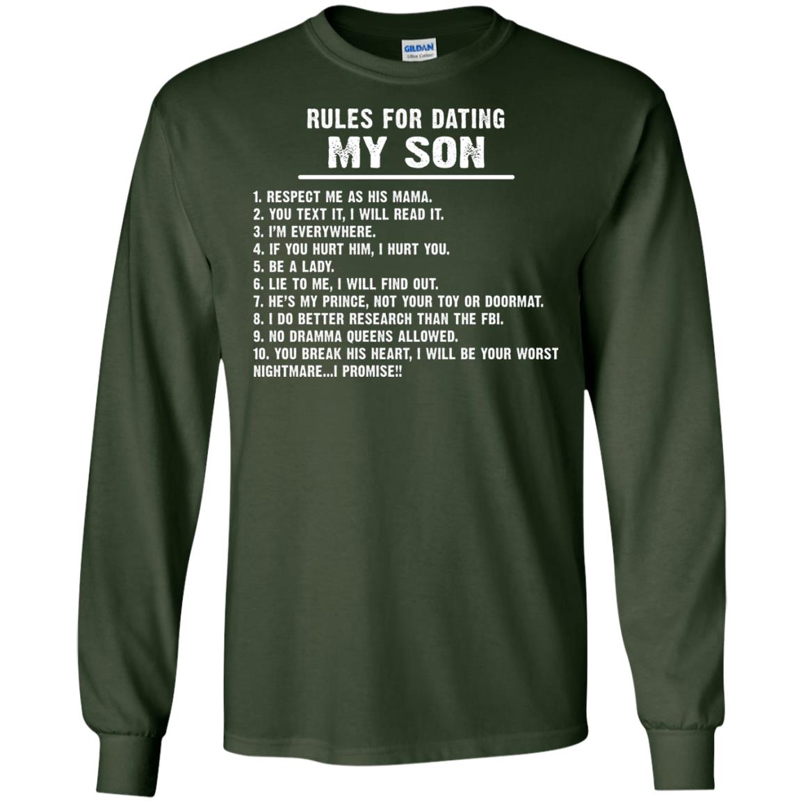 Rules For Dating My Son Daddy Shirt Forest Green