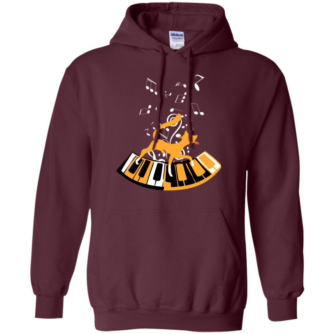 Cat Plays Piano Shirt For Mens Womens Maroon
