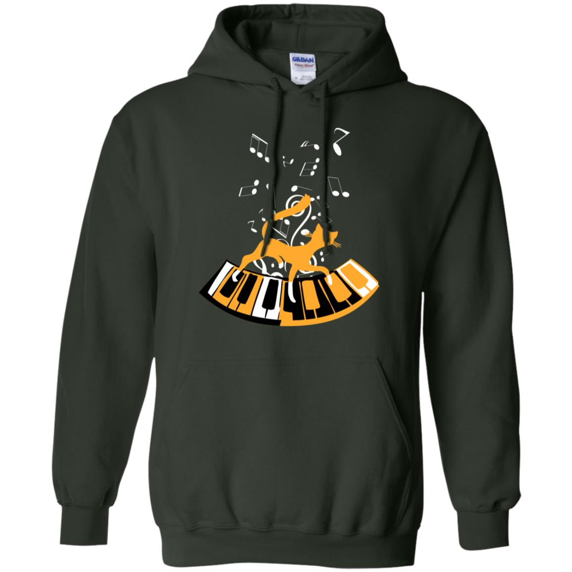 Cat Plays Piano Shirt For Mens Womens Forest Green