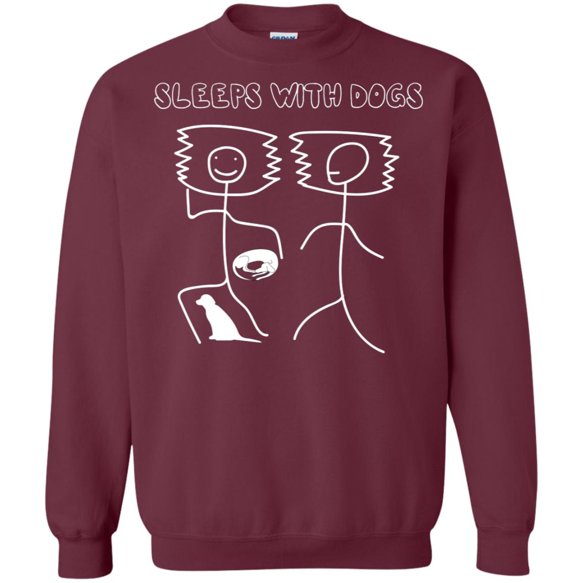 Sleep With Dogs Funny Dog Owner Shirt Maroon
