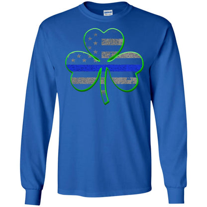 Thin Blue Line St Patrick_s Day Clover T-shirt Royal