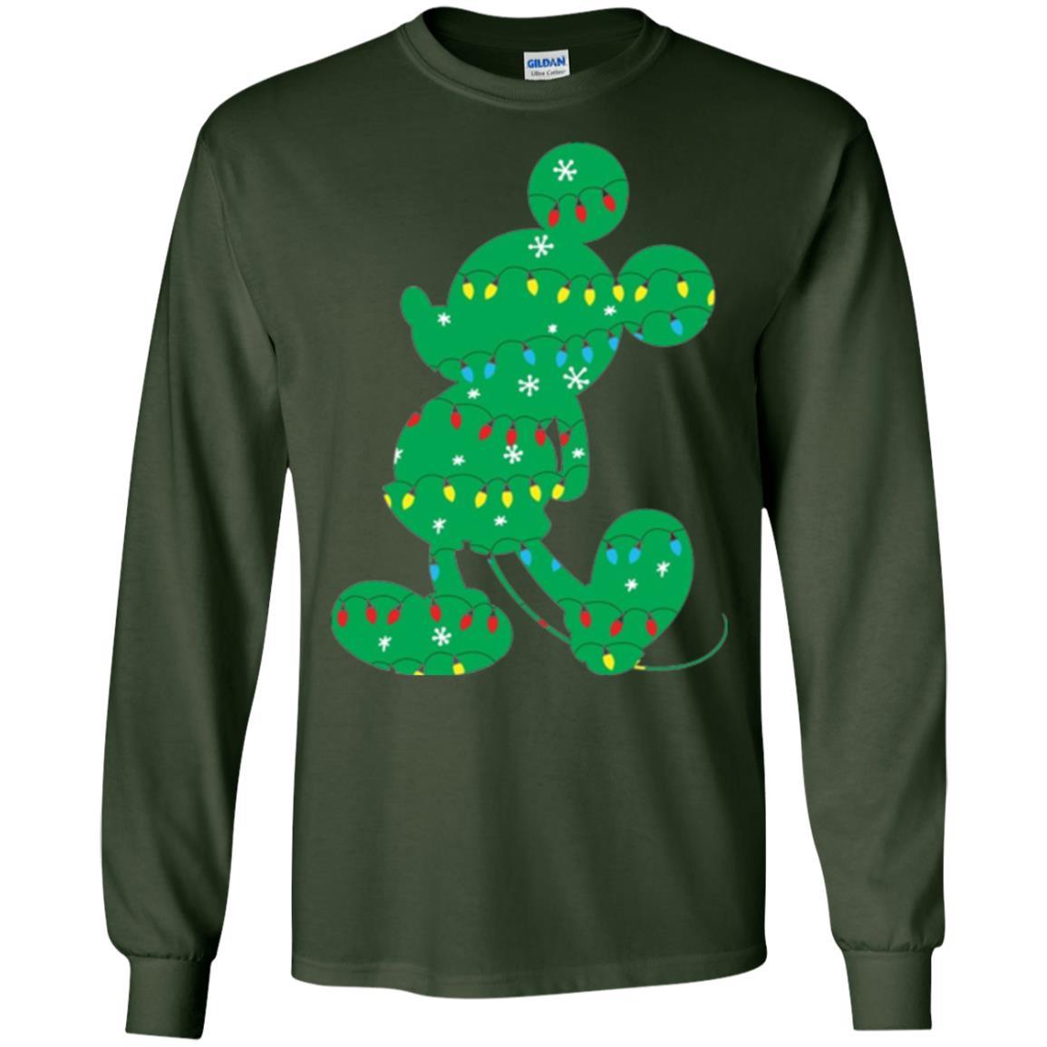 Christmas T-shirt Disney Mickey Mouse Fairy Lights Forest Green
