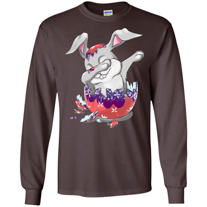 Funny Dabbing Bunny T-shirt For Kids Easter Gift Dark Chocolate