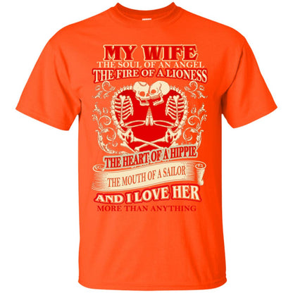 My Wife The Soul Of An Angel And I Love Her More Than Anything Husband Shirt Orange