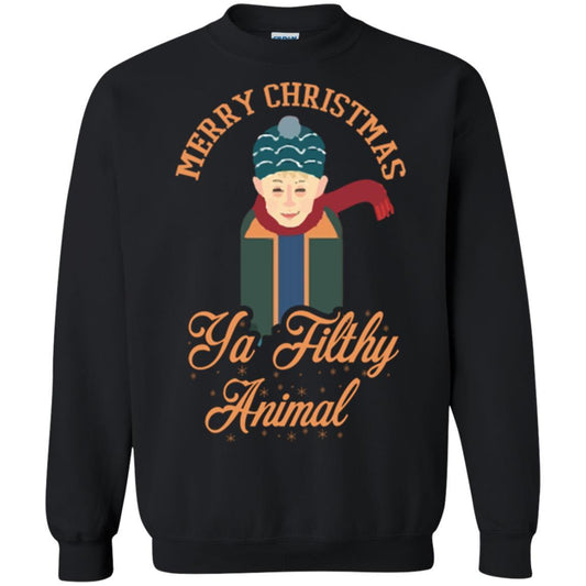 Christmas T-shirt Merry Christmas Ya Filthy Animal Black