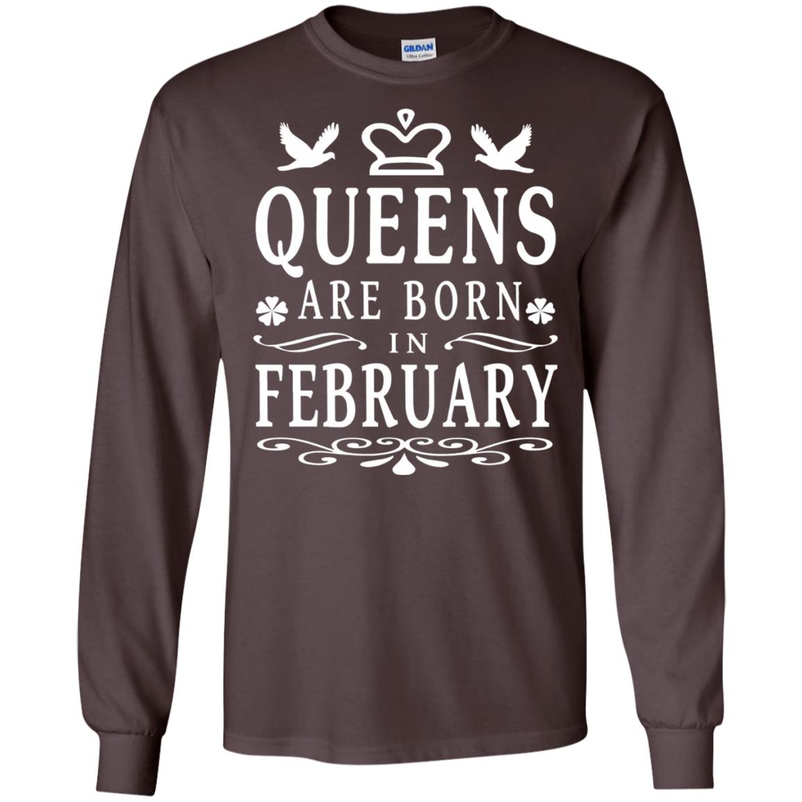 Birthday T-shirt Queens Are Born In February Dark Chocolate