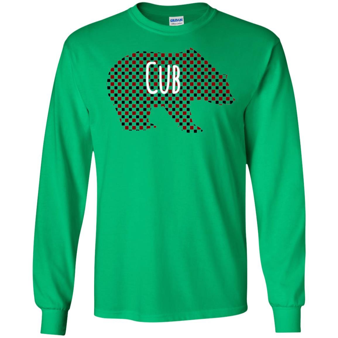 Family Christmas T-shirt Red Plaid Cub Bear Irish Green
