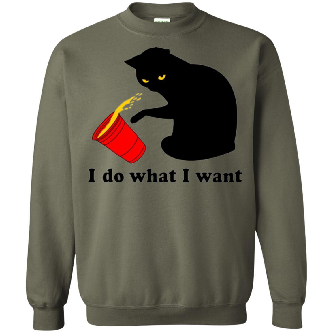 Cat Lover T-shirt I Do What I Want Military Green