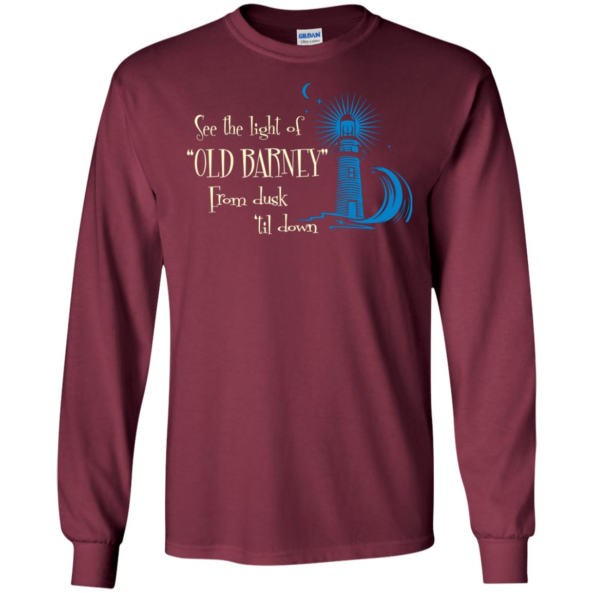 Lighthouse T-shirt See The Light Of Old Barney From Dusk Til Down Maroon