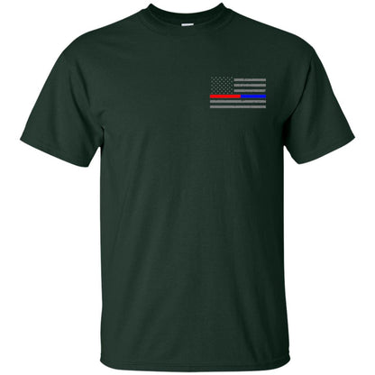 Thin Red Blue Line American Flag Shirt Forest