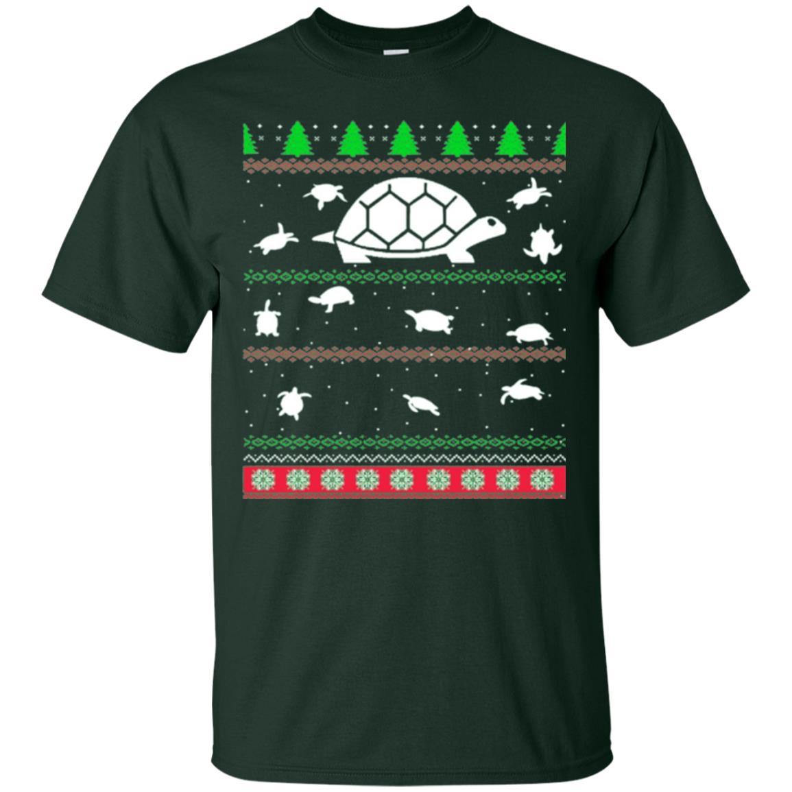 Christmas T-shirt Turtle Lover Merry Christmas Forest Green