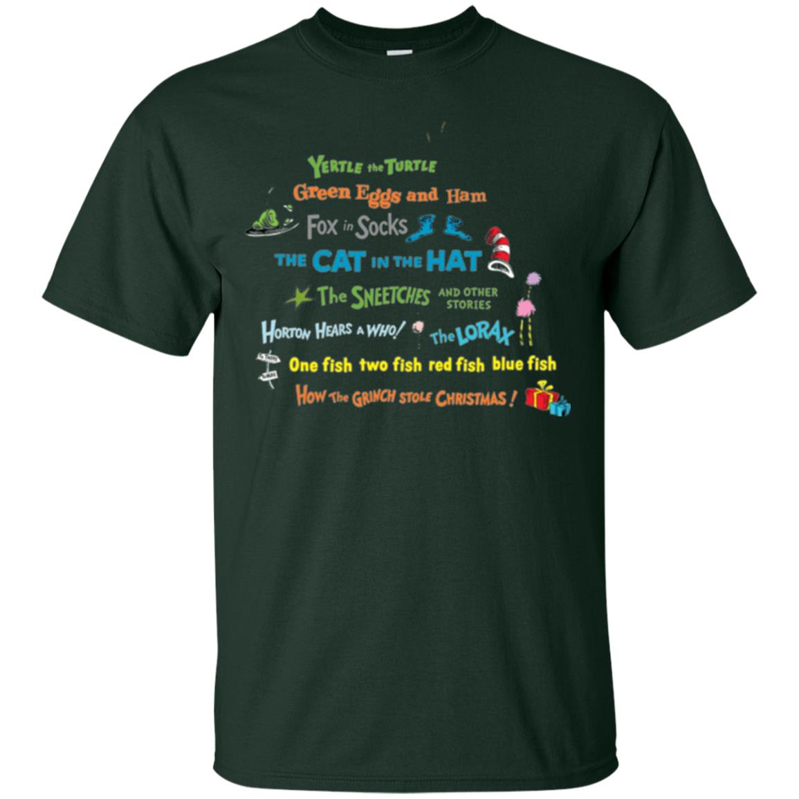 Dr. Seuss Book Title National Wear Red Day T-shirt Forest