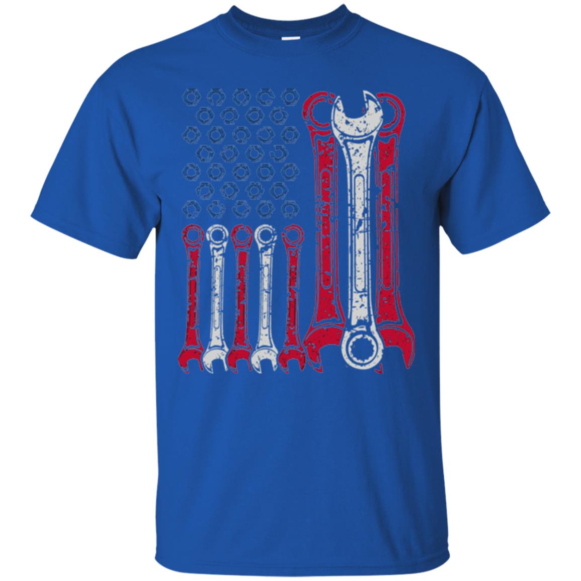 Mechanic T-shirt Usa Red White Blue American Flag Royal