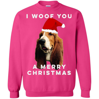 Basset Hound T-shirt I Woof You A Merry Christmas Heliconia