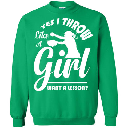 Softball T-shirt Yes I Throw Like A Girl Want A Lesson Irish Green