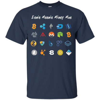 Bitcoin Litecoin Ethereum Eenie Meenie Miney Moe T-shirt Navy